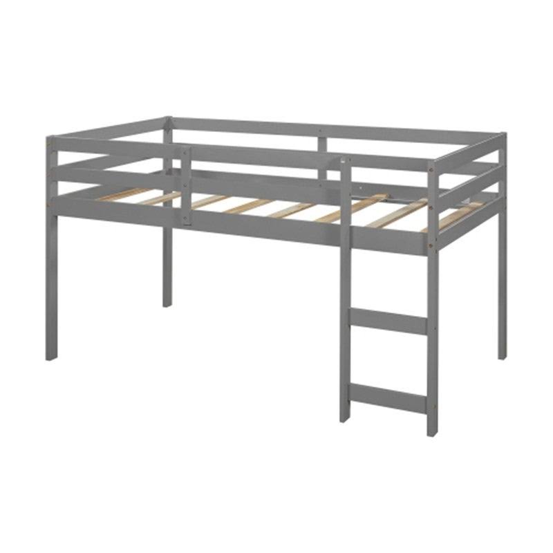 Gray Twin Size Wooden Loft Bed with Rolling Desk and Cabinet I300