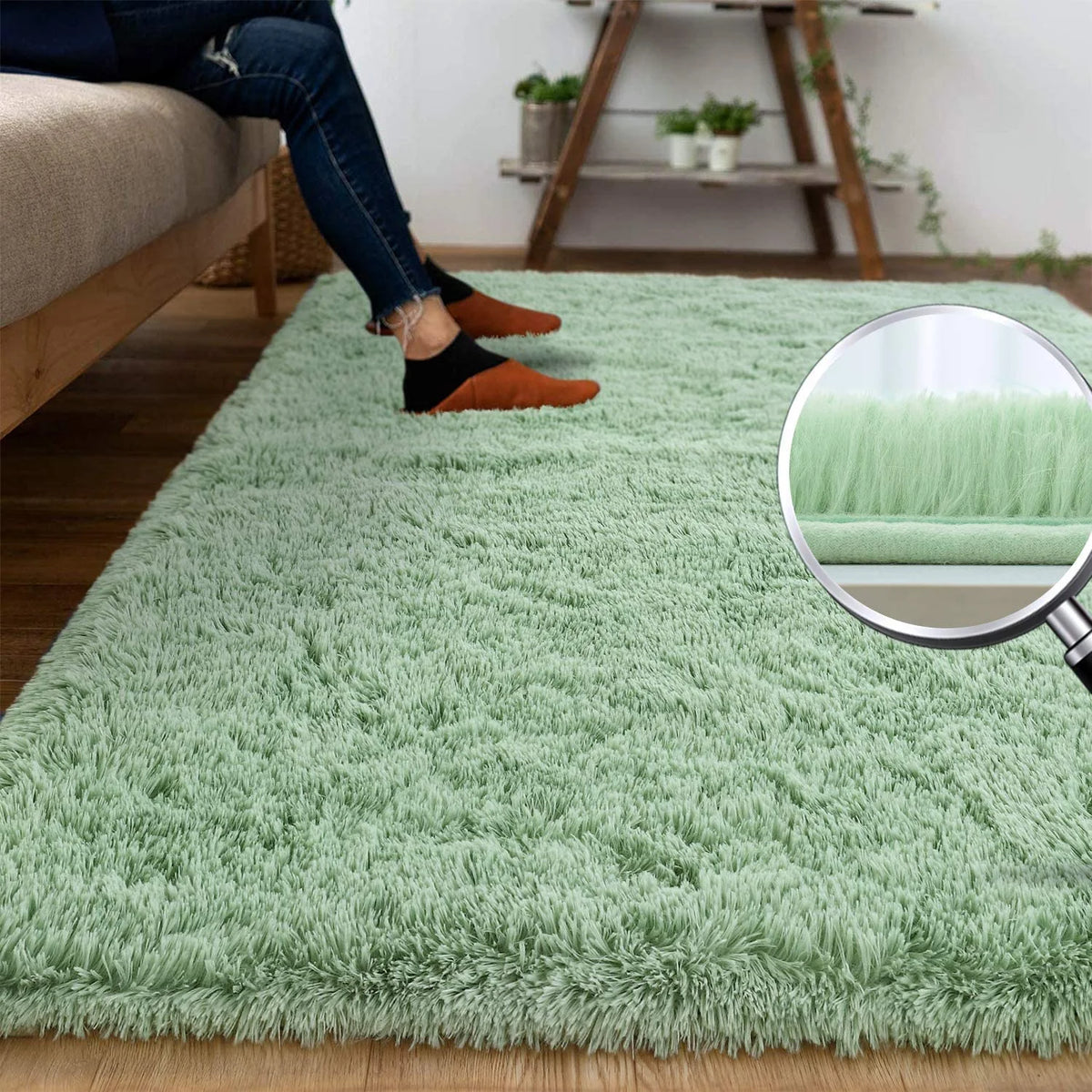 Green 3x5 Feet Plush Non-Slip Rug F376
