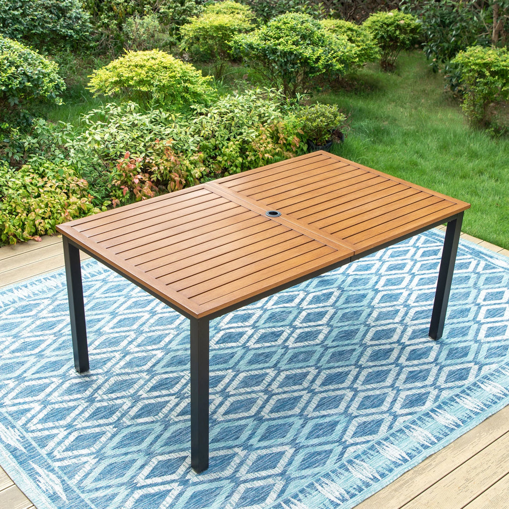 Outdoor Rectangle Dining Table with Umbrella Hole C2933