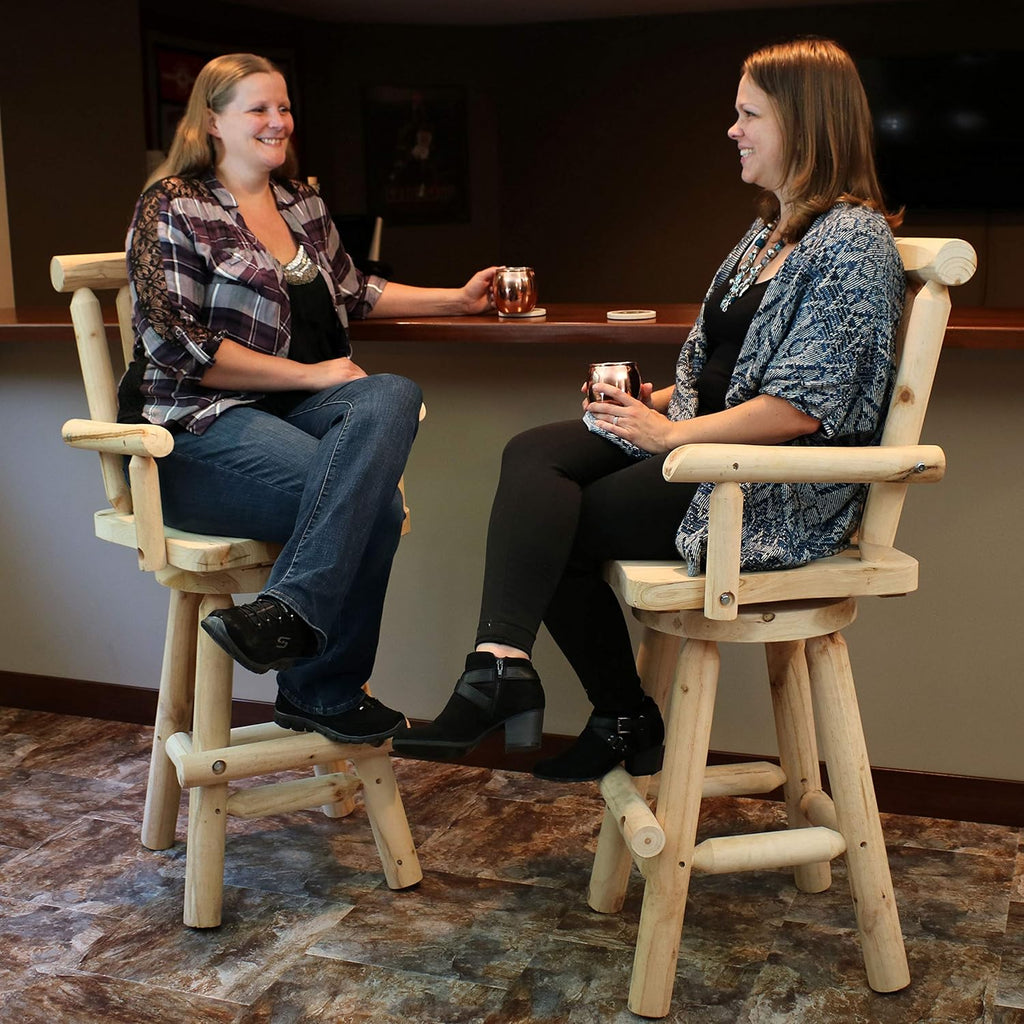 Rustic Bar Stool, Unfinished Wood, Set of 2 K23447