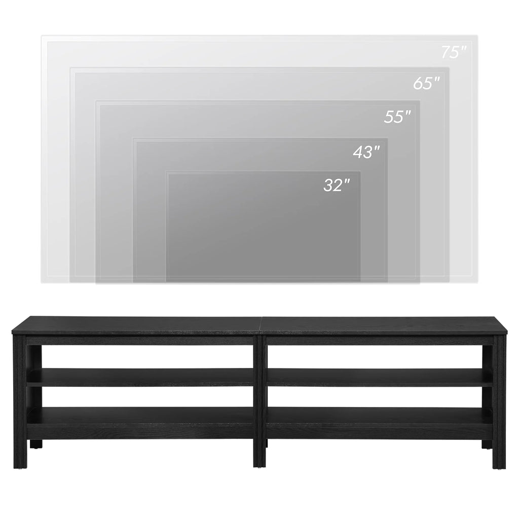 Black Wood TV Stand with 4 Open Shelves K77851