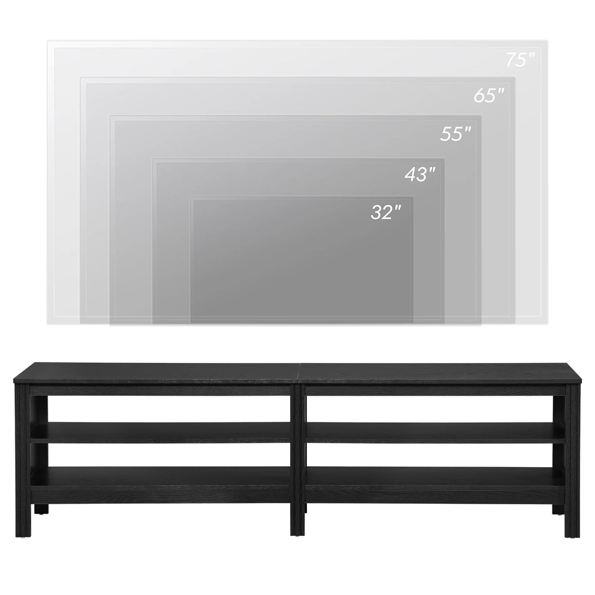 Black Wood TV Stand with 4 Open Shelves K77851