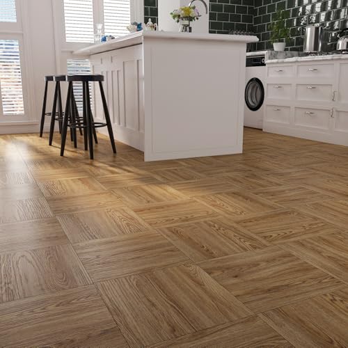 Honey Oak Wood Peel and Stick Vinyl Floor Tiles 36"x6" 18 PCS Waterproof I6797