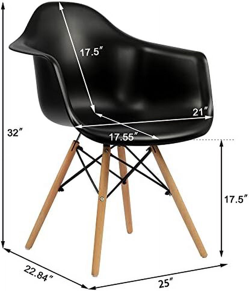 White Set of 4 Plastic Dining Chairs with Wood Legs F89890