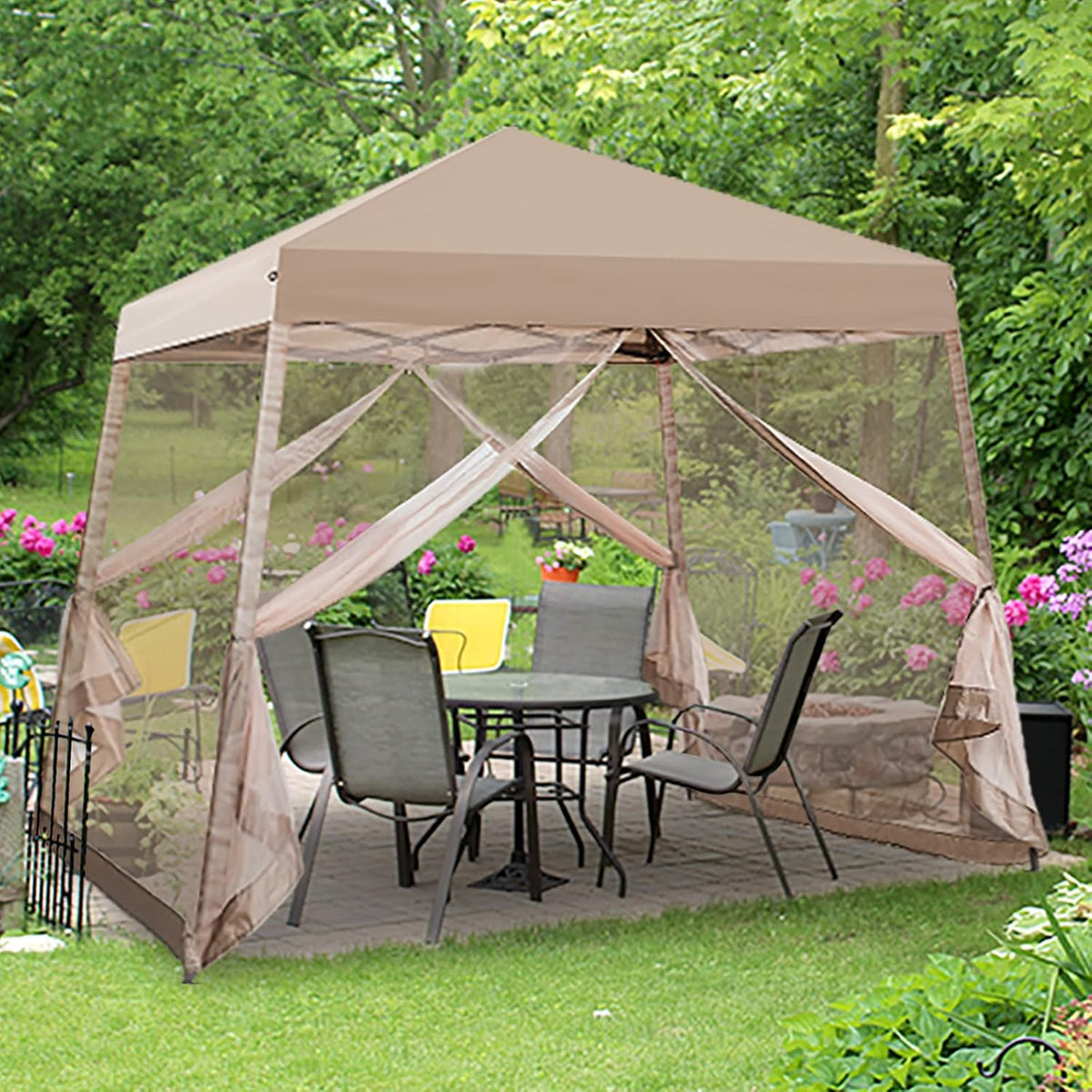10' x 10' Pop Up Canopy Tent with Mosquito Netting W6392