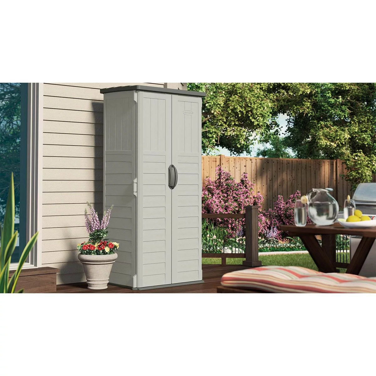 Resin Vertical Storage Shed, 22 Cubic feet E756071