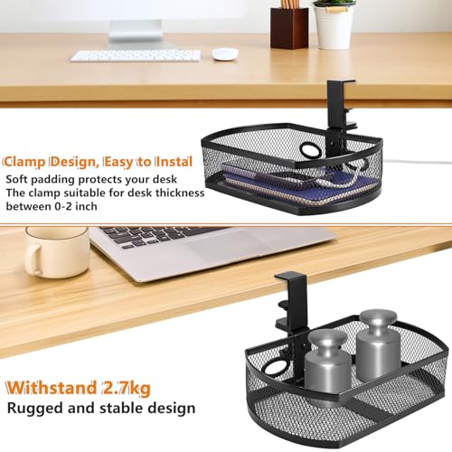 Square-Black Alloy Steel Under Desk Drawer Organizer F2572