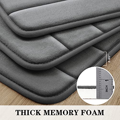 Black Memory Foam Bathroom Rug Set 3 Piece Non Slip Shaggy Bath Mat P7948
