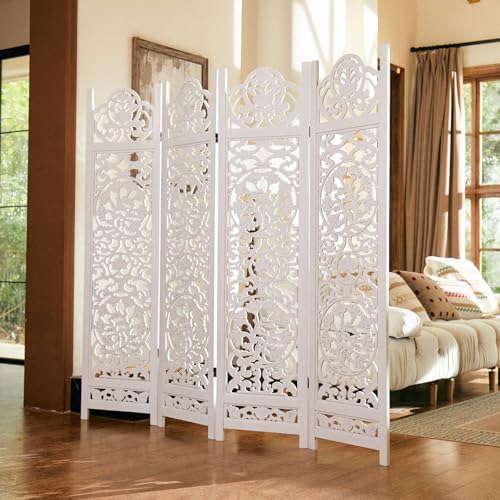 4 Panel Antique Brown Wood Room Divider G793