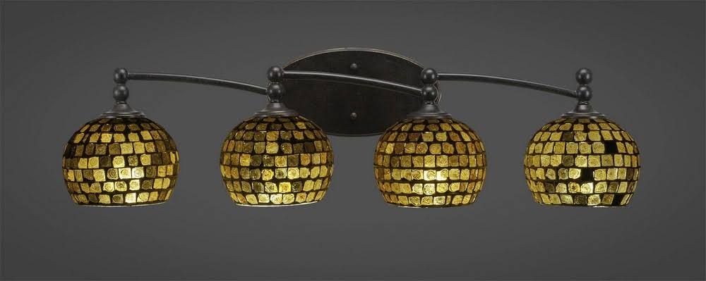 Four Light Bath Bar Dark Granite Finish with Copper Mosaic Glass Y3041