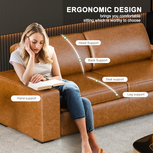 85" Natural Linen 3 Seater Sofa O61798