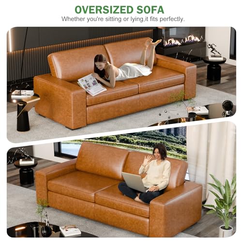 85" Natural Linen 3 Seater Sofa O61798