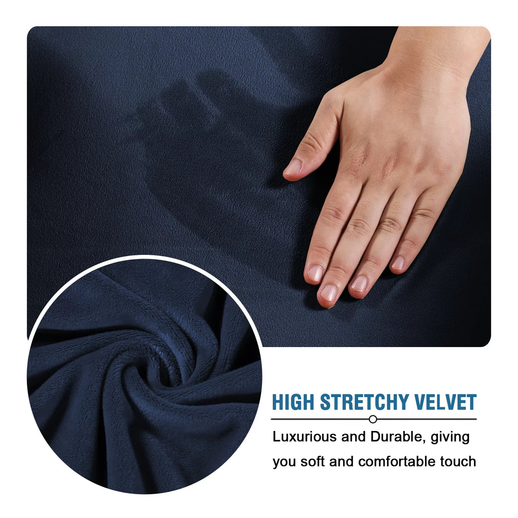 Navy Blue Stretch Velvet Sofa Slipcover S60760