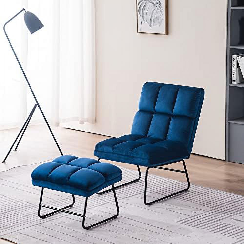 Dark Grey Velvet Accent Chair with Ottoman R5600