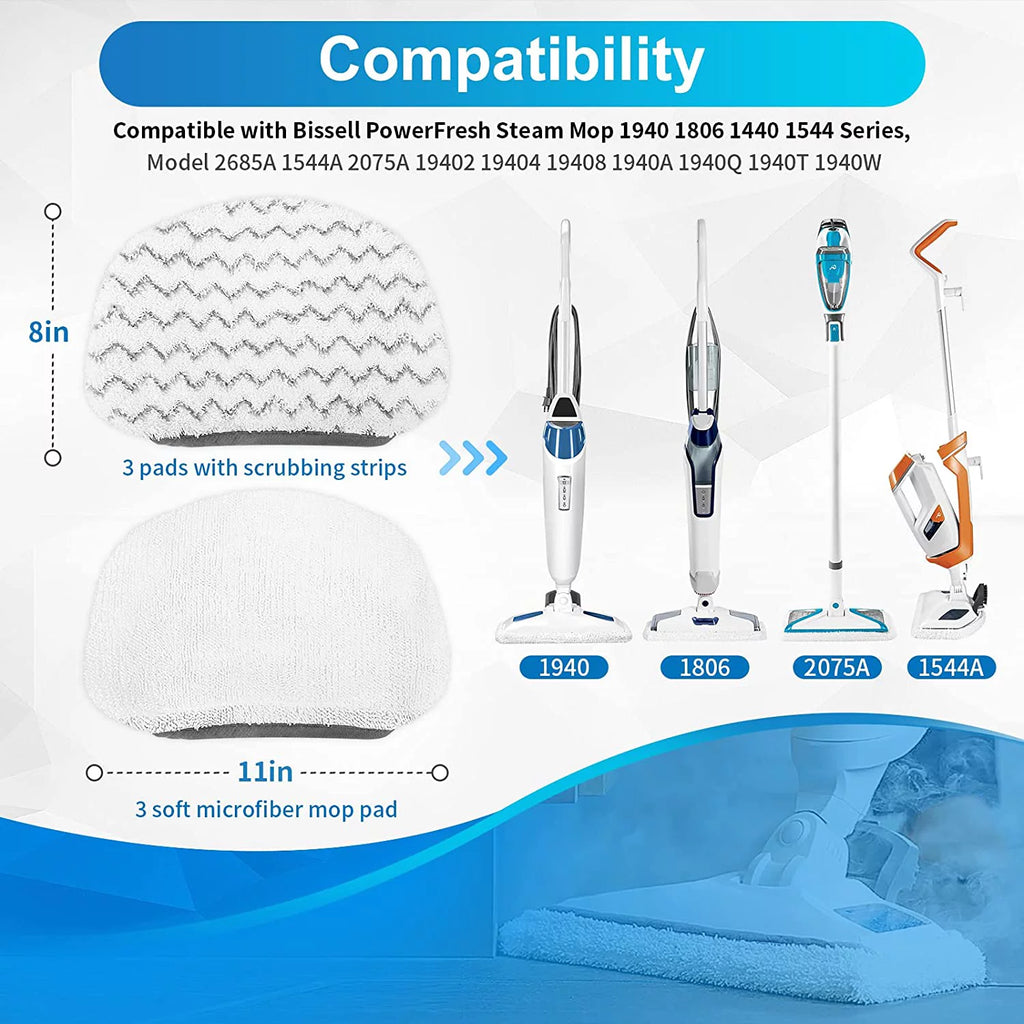 6 Pack Washable Steam Mop Pads Replacement X3408