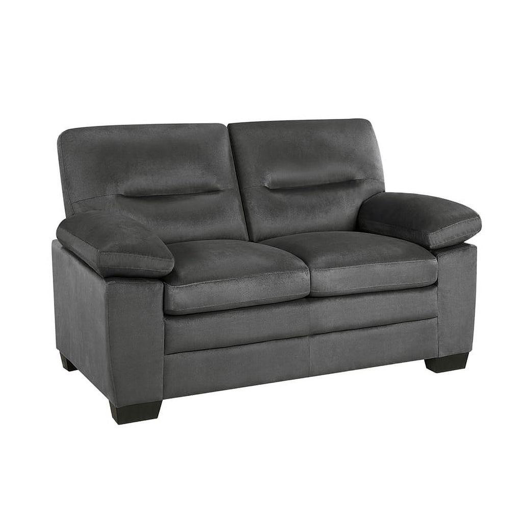 Dark Gray Textured Fabric 2-Piece Upholstered Sofa Set G198439