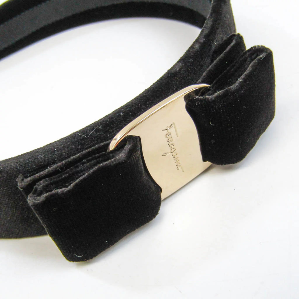 Pre-Owned Leather Metal Women's Alice Band Black, Champagne Gold O387007