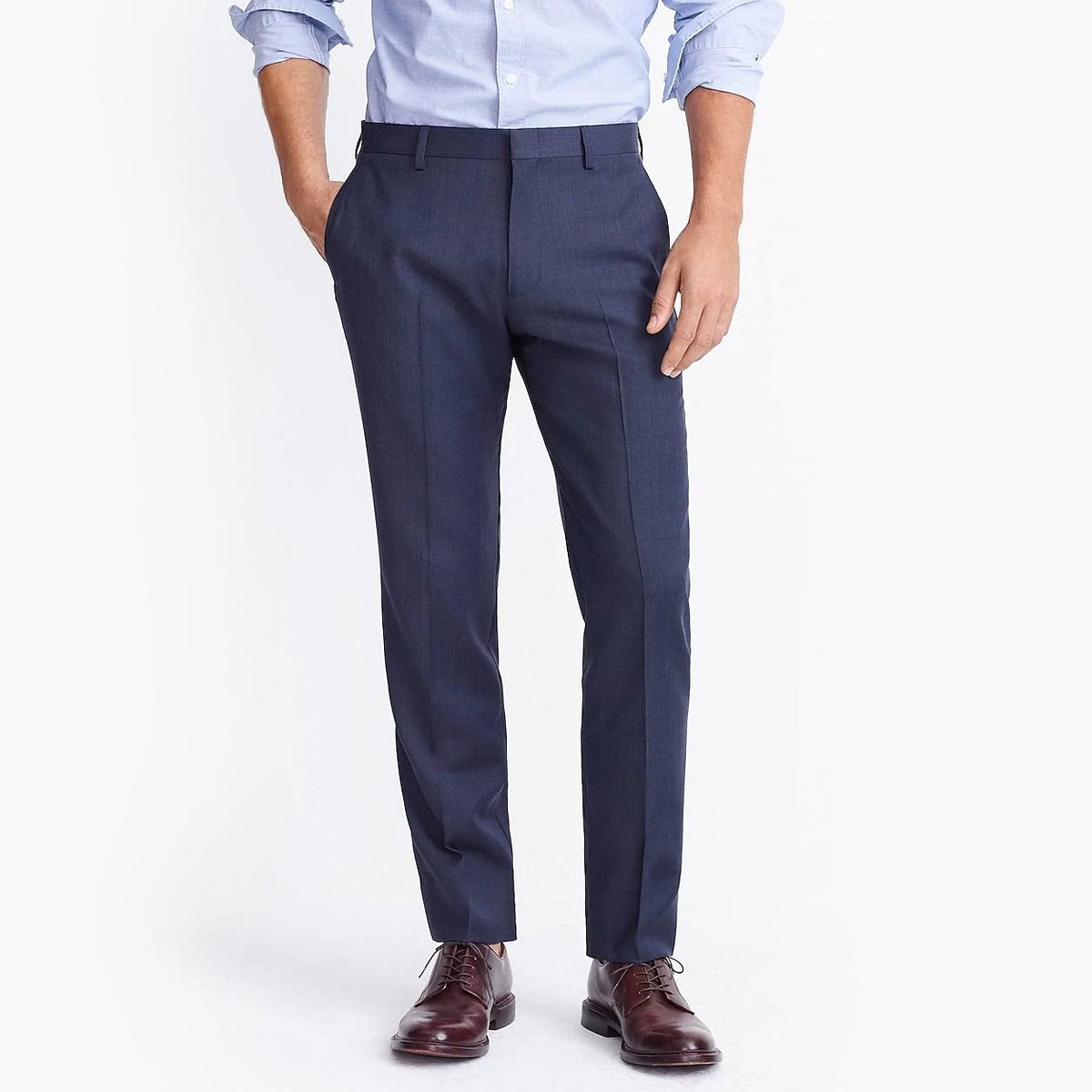 Navy Blue Worsted Wool Slim Suit Pant C7980
