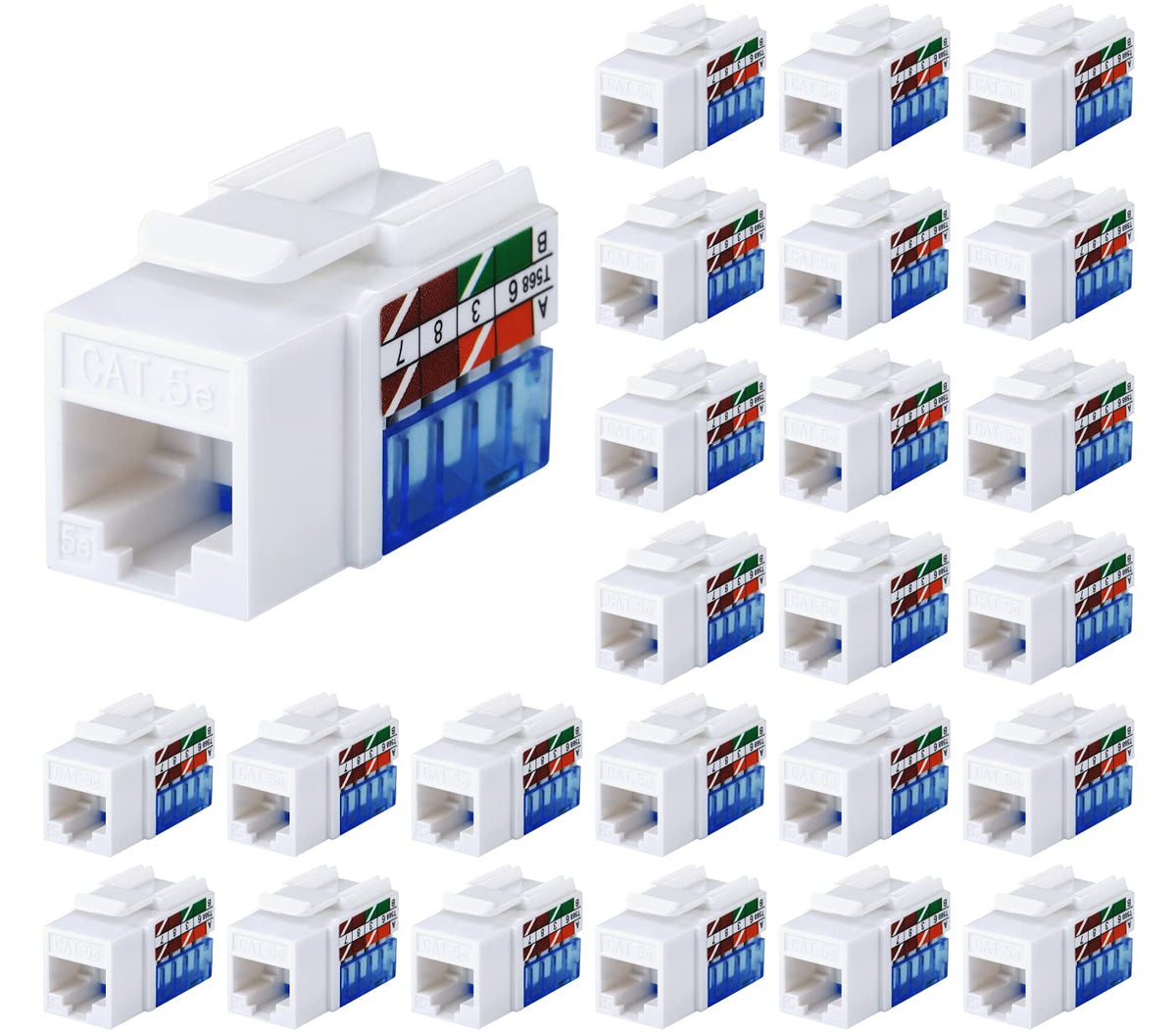 Cat6 RJ45 Keystone Jack 25-Pack Module Connector, White L290