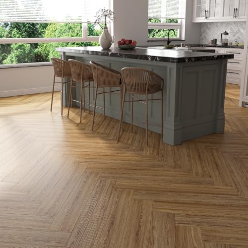 Honey Oak Wood Peel and Stick Vinyl Floor Tiles 36"x6" 18 PCS Waterproof I6797