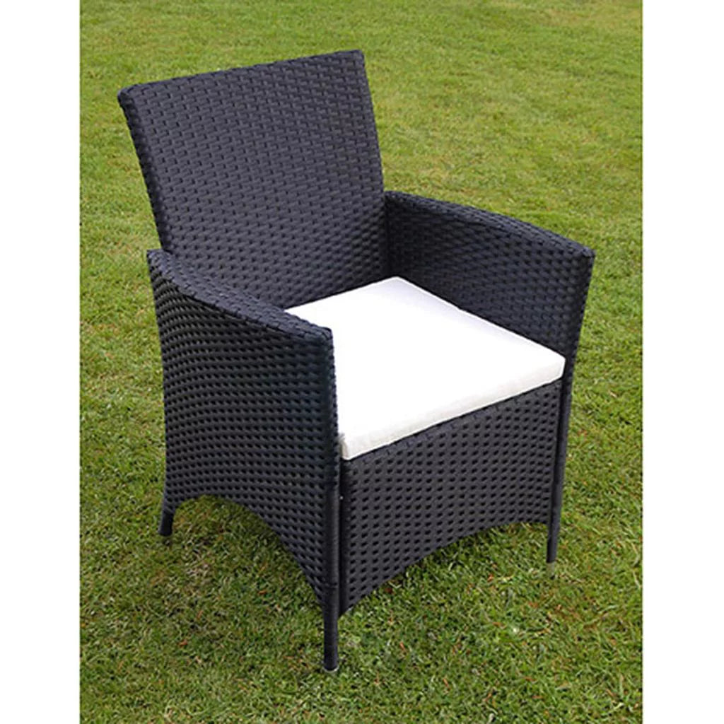 Black 9 Piece Poly Rattan Patio Dining Set with Cushions T258