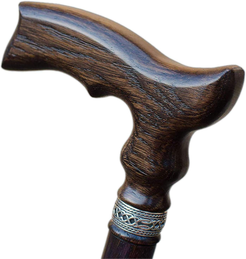Hand Carved Ergonomic Oak Wood Walking Cane (Walnut) U2311