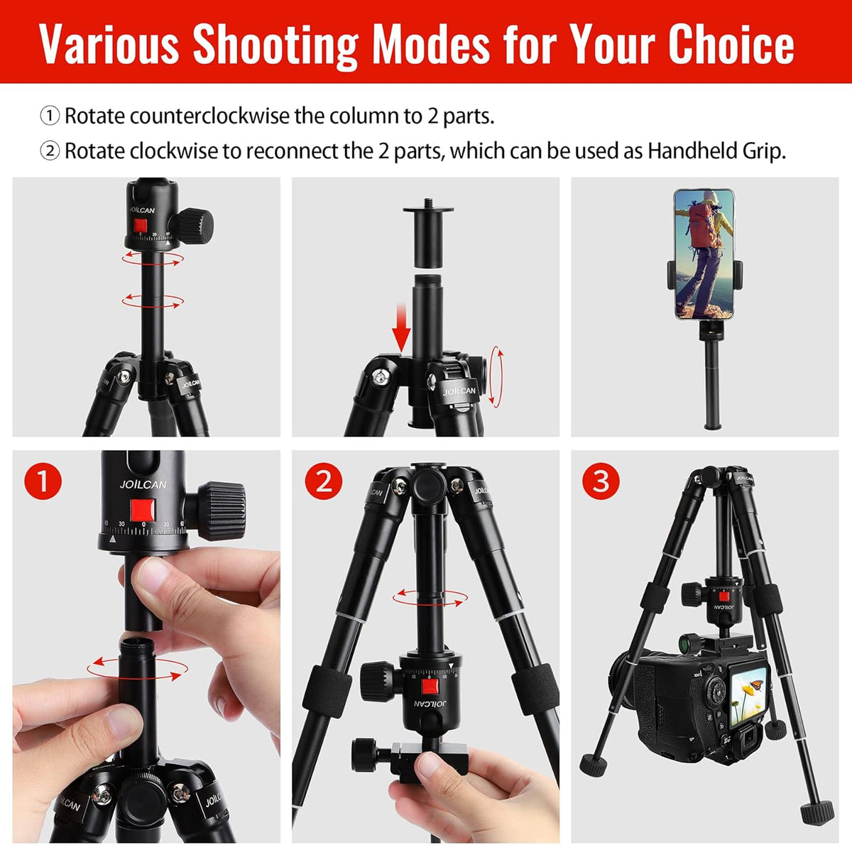Black Pack of 2 Tabletop Tripod with 360 Degree Ball Head E70335