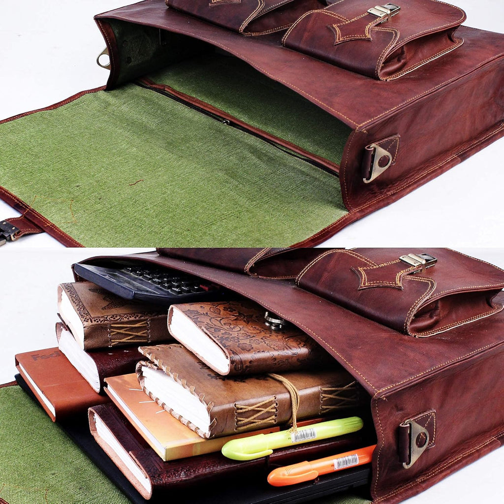 Vintage Full Grain Leather Laptop Messenger Bag 18 inches X506