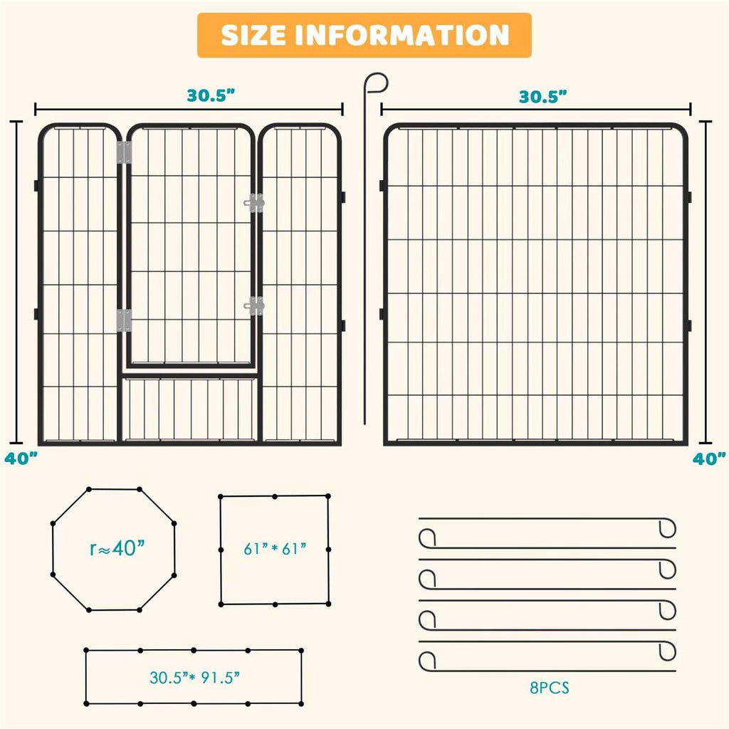 Heavy Duty Metal Dog Playpen 32 Width V993
