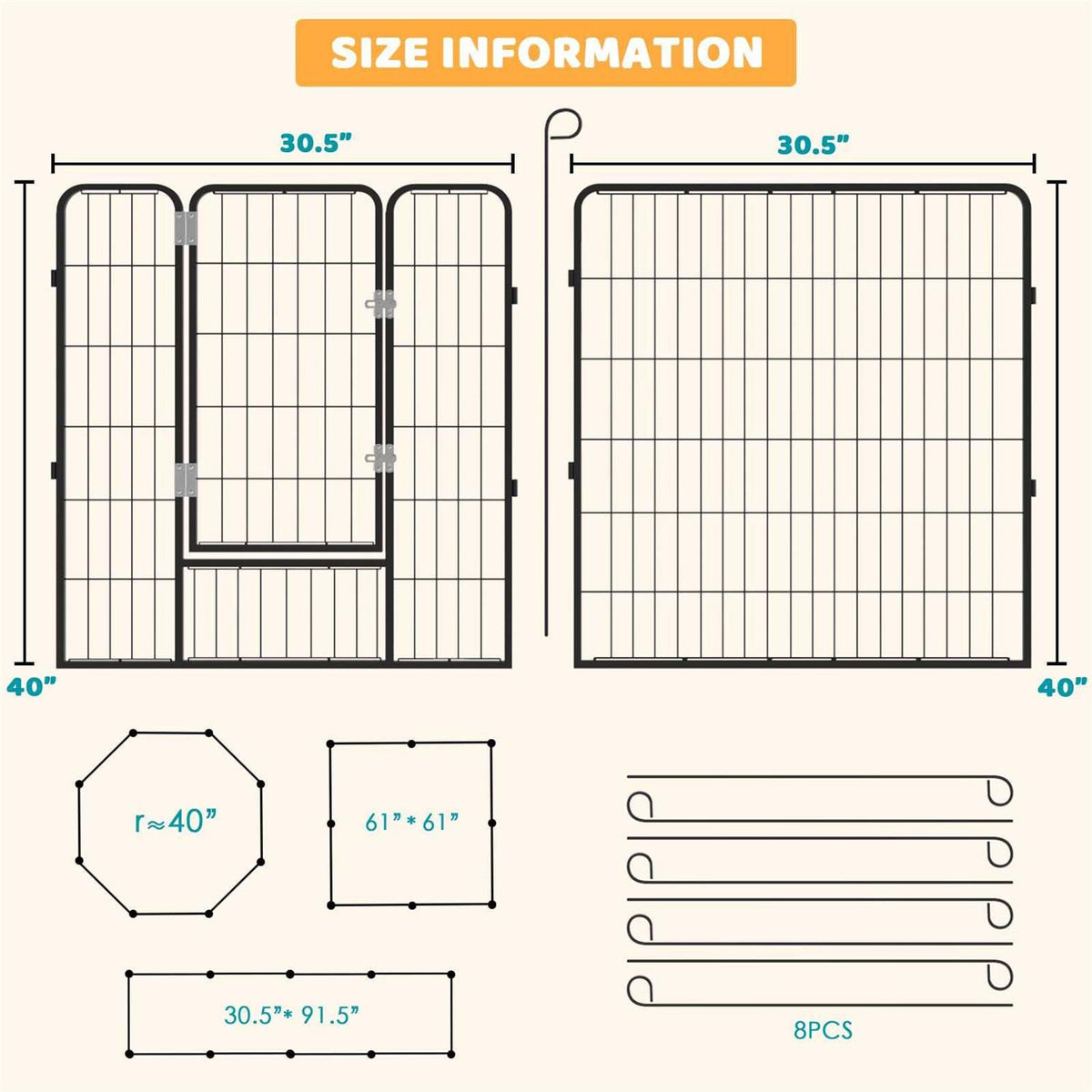 Heavy Duty Metal Dog Playpen 32 Width V993