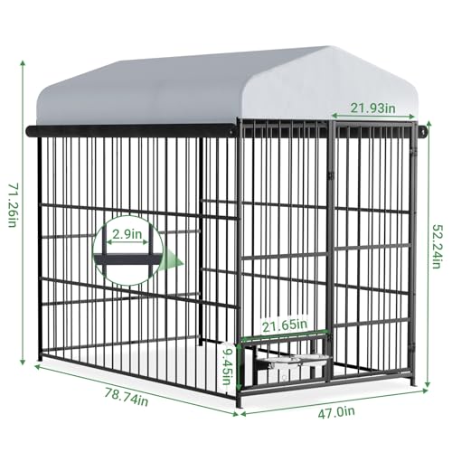 6.6 x 6.6 x 6.4 ft Outdoor Dog Kennel with Roof N372