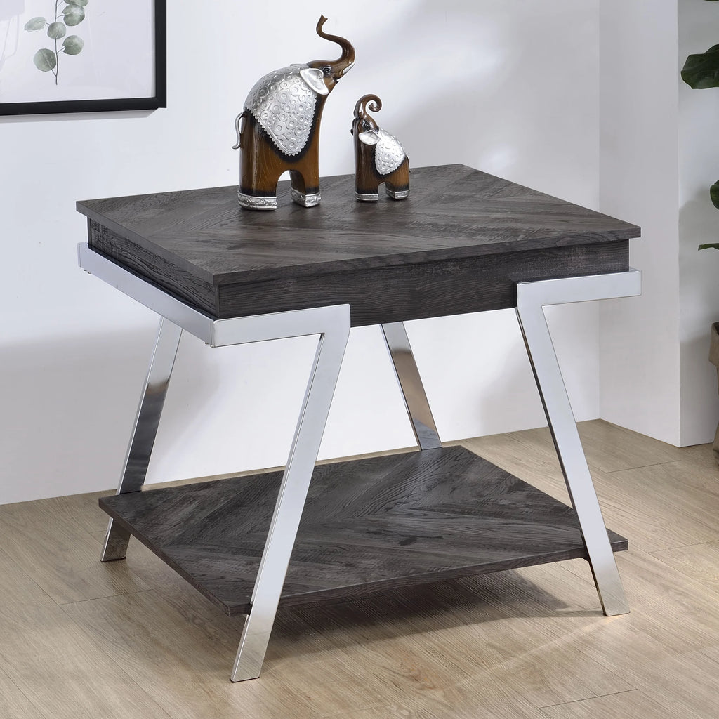 Dark Gray Wood and Laminate End Table J7996