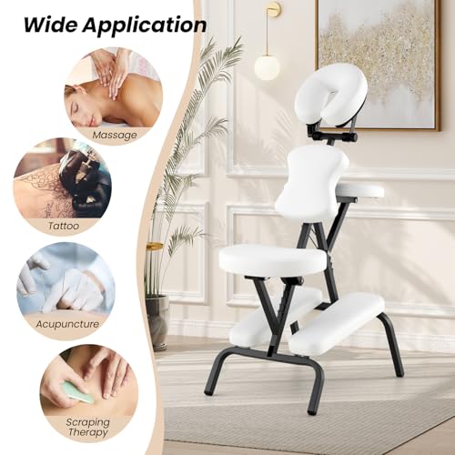 White Portable Massage Chair with Carrying Bag F596