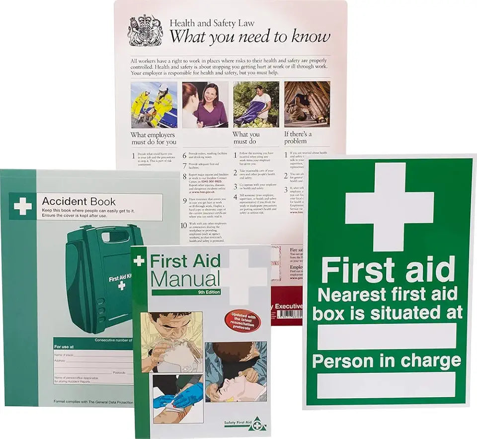 HSE Compliance Pack with Law Poster, Accident Book, First Aid Manual and Sign M875827
