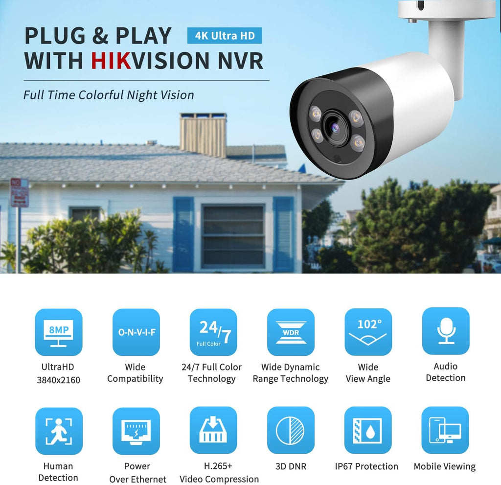 8MP UltraHD 4K PoE IP Camera Bullet W237042