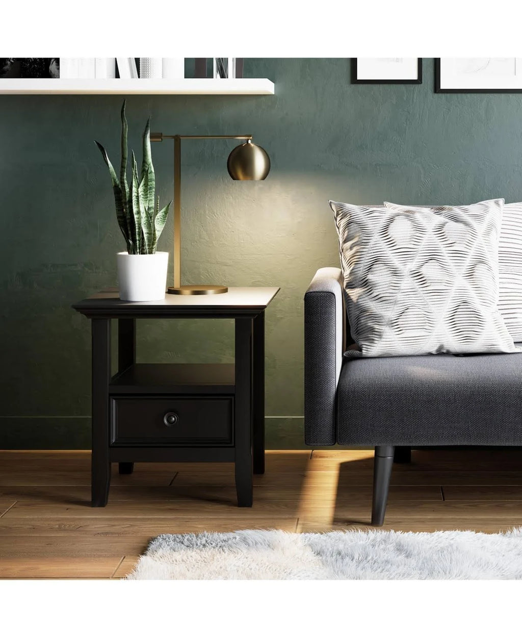 Solid Wood End Table in Black N915652