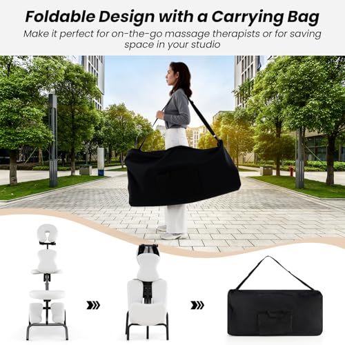 White Portable Massage Chair with Carrying Bag F596