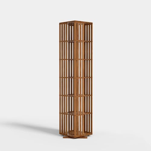Walnut 6 Tier Bamboo Rotating Bookshelf M2504