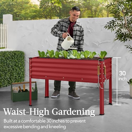 Galvanized Raised Garden Bed Metal Elevated Planter Box Dark Green S49229