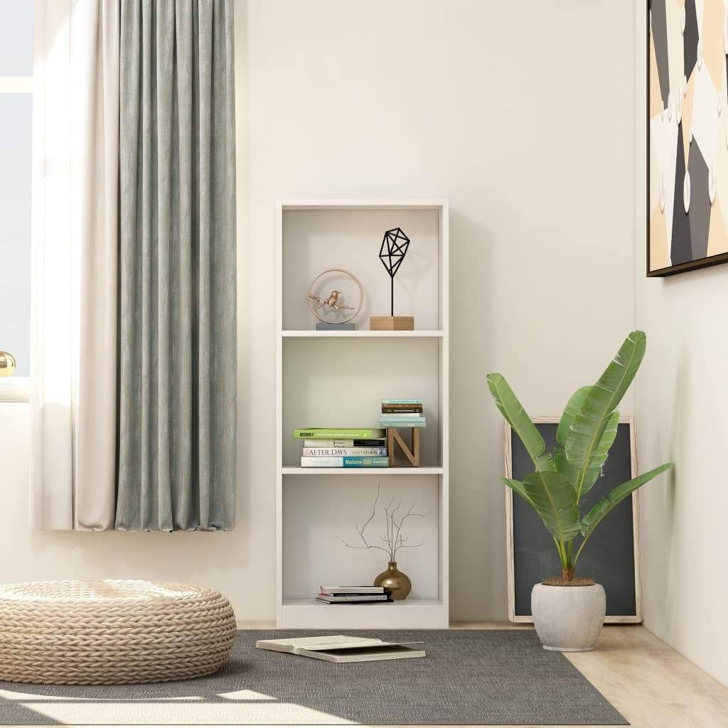White and Sonoma Oak 4-Tier Book Cabinet D145