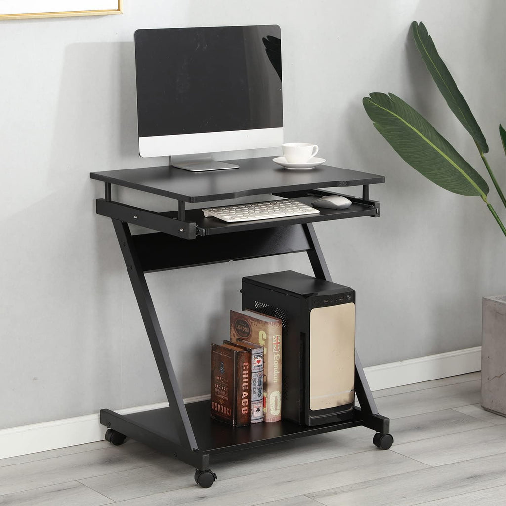 Adjustable Mobile Laptop Desk with Wheels, Black Z282014