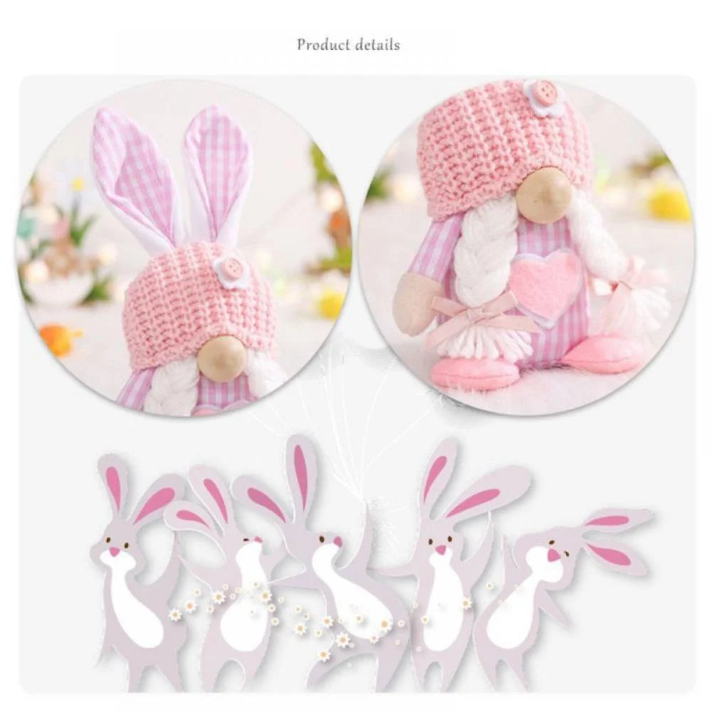 1/2 Pcs Plush Easter Bunny Handmade Swedish Tomte Elf Stuffed Doll Rabbit Ornaments X7175