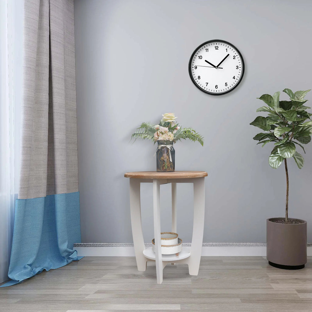 2 Tiers Wooden Round End Table K950104