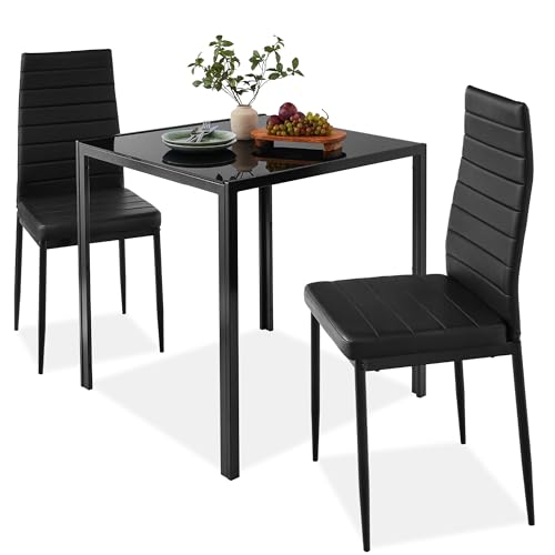 5 Piece Glass Dining Set with 4 Upholstered Chairs R3737