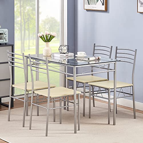 5-Piece Kitchen Dining Table Set with 4 Chairs Q238