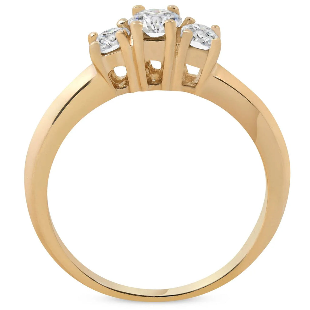 Three Stone Diamond Engagement Ring 14K Yellow Gold P788383