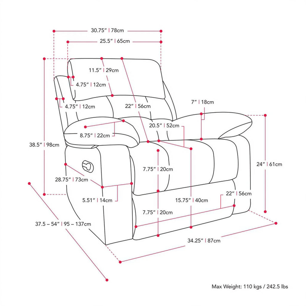 Dark Gray Fabric Manual Recliner P13641