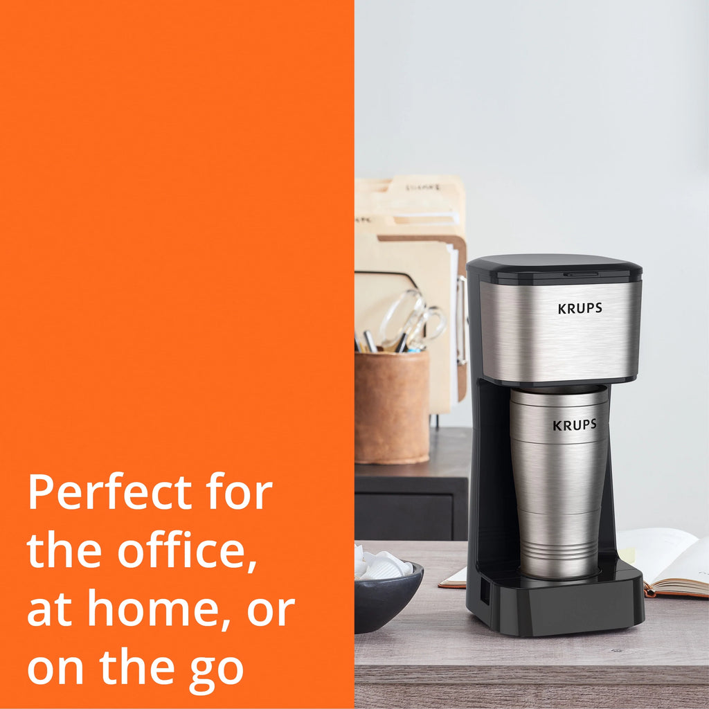 Single-Serve Coffee Maker with Stainless Steel Travel Mug E337585