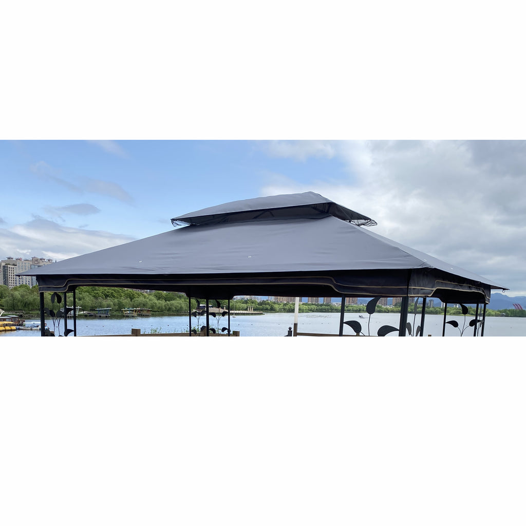 Elegant Gray Double Roof Gazebo Replacement Canopy Top U548324