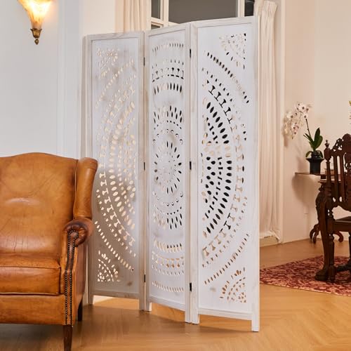 Wood Carved Folding Room Divider Screen 6 Panels D356